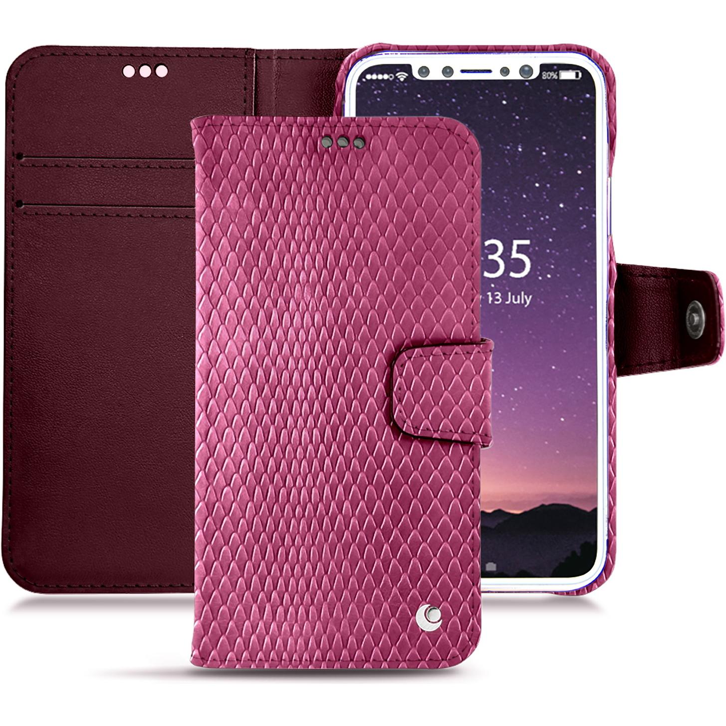 Noreve Lederschutzhülle Wallet (Apple iPhone X), Smartphone Hülle, Rosa