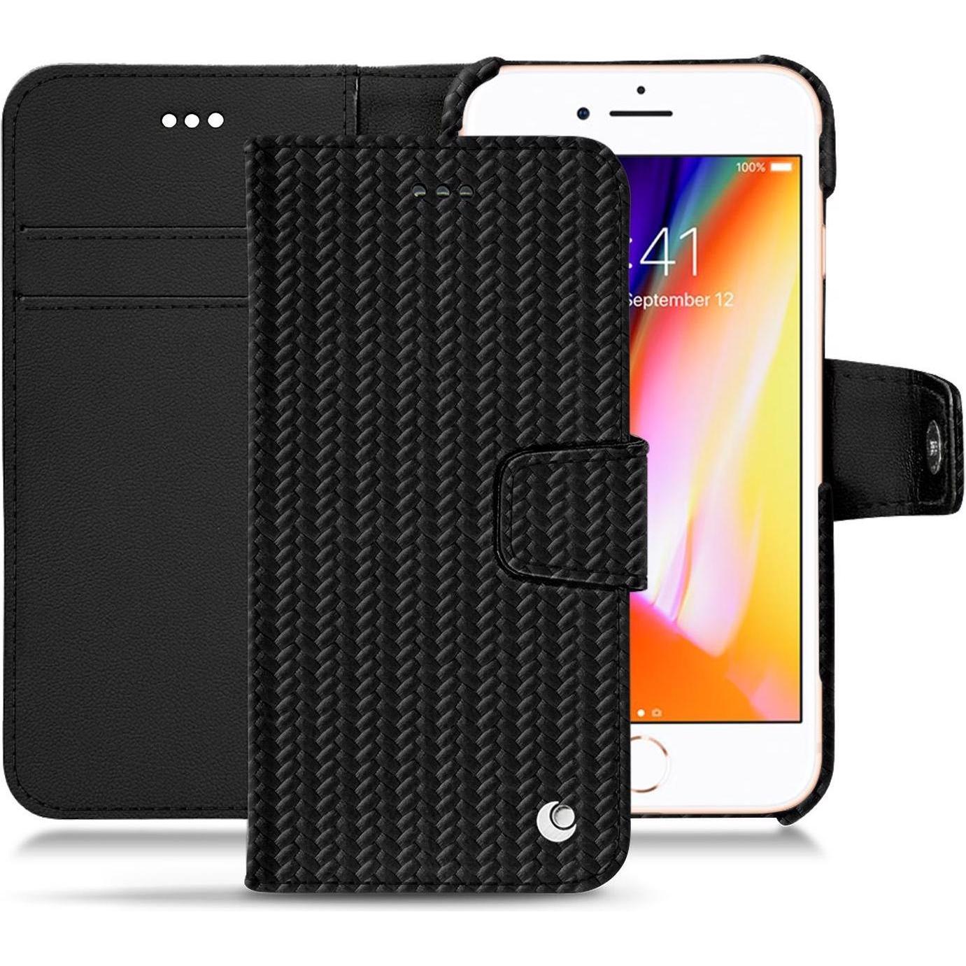 Noreve Lederschutzhülle Wallet (Apple iPhone 8), Smartphone Hülle, Schwarz