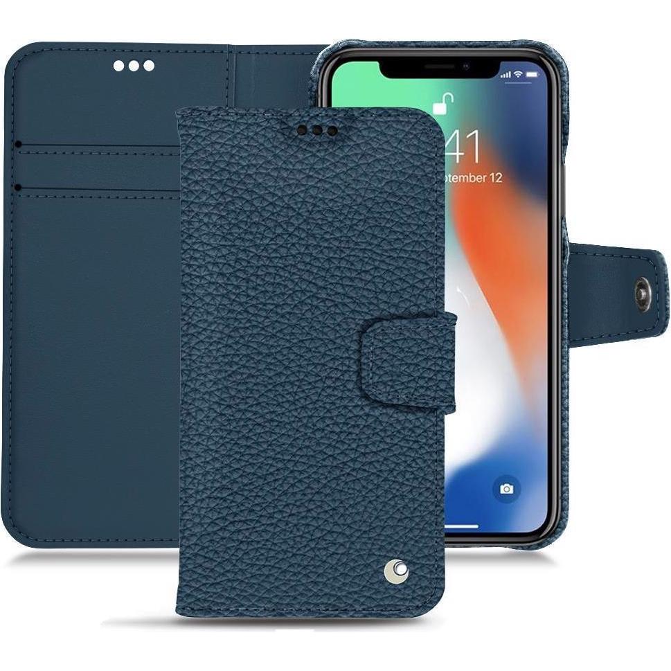 Noreve Lederschutzhülle Wallet (Apple iPhone XR), Smartphone Hülle, Blau