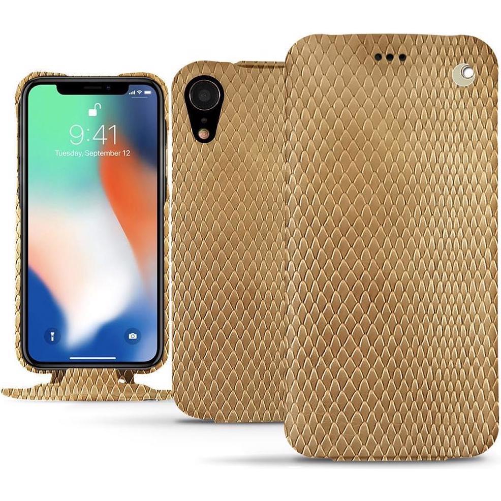 Noreve Lederschutzhülle vertikal (Apple iPhone XR), Smartphone Hülle, Beige