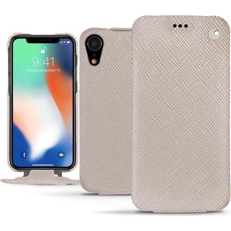 Noreve Lederschutzhülle vertikal (Apple iPhone XR), Smartphone Hülle, Beige