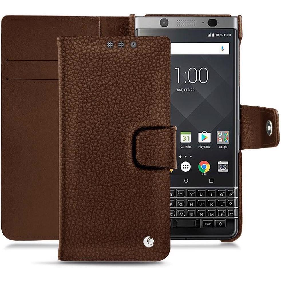 Noreve Lederschutzhülle Wallet (Blackberry KEYone), Smartphone Hülle, Braun