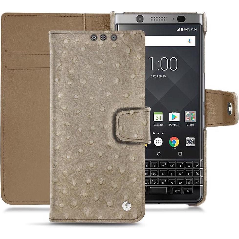 Noreve Lederschutzhülle Wallet (Blackberry KEYone), Smartphone Hülle, Beige