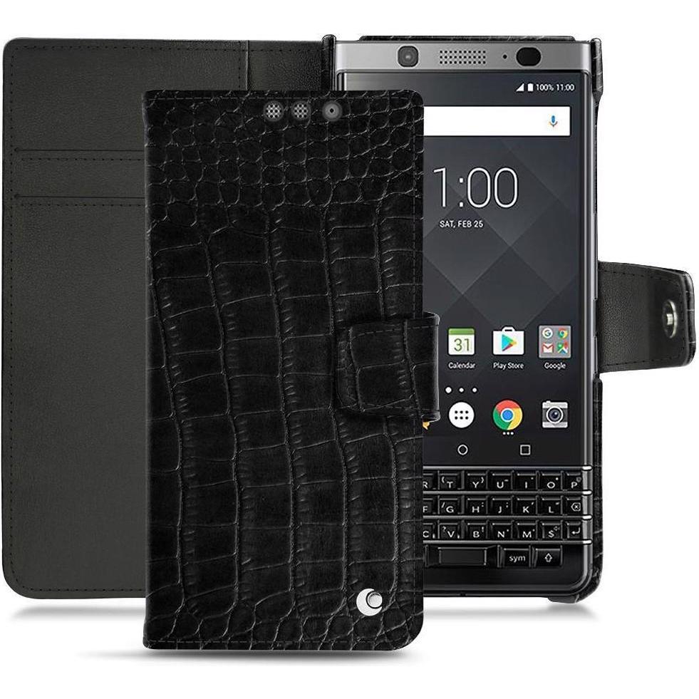 Noreve Lederschutzhülle Wallet (Blackberry KEYone), Smartphone Hülle, Schwarz