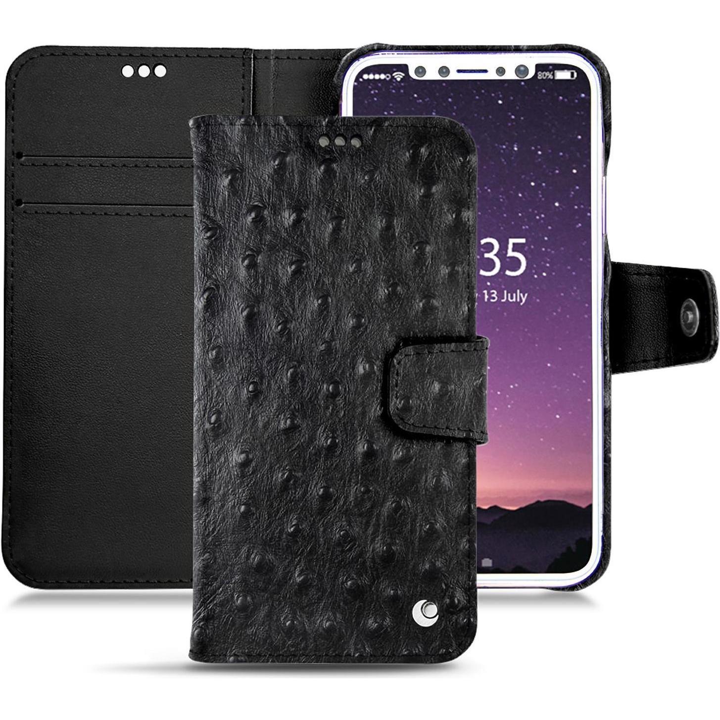Noreve Lederschutzhülle Wallet (Apple iPhone XS), Smartphone Hülle, Schwarz