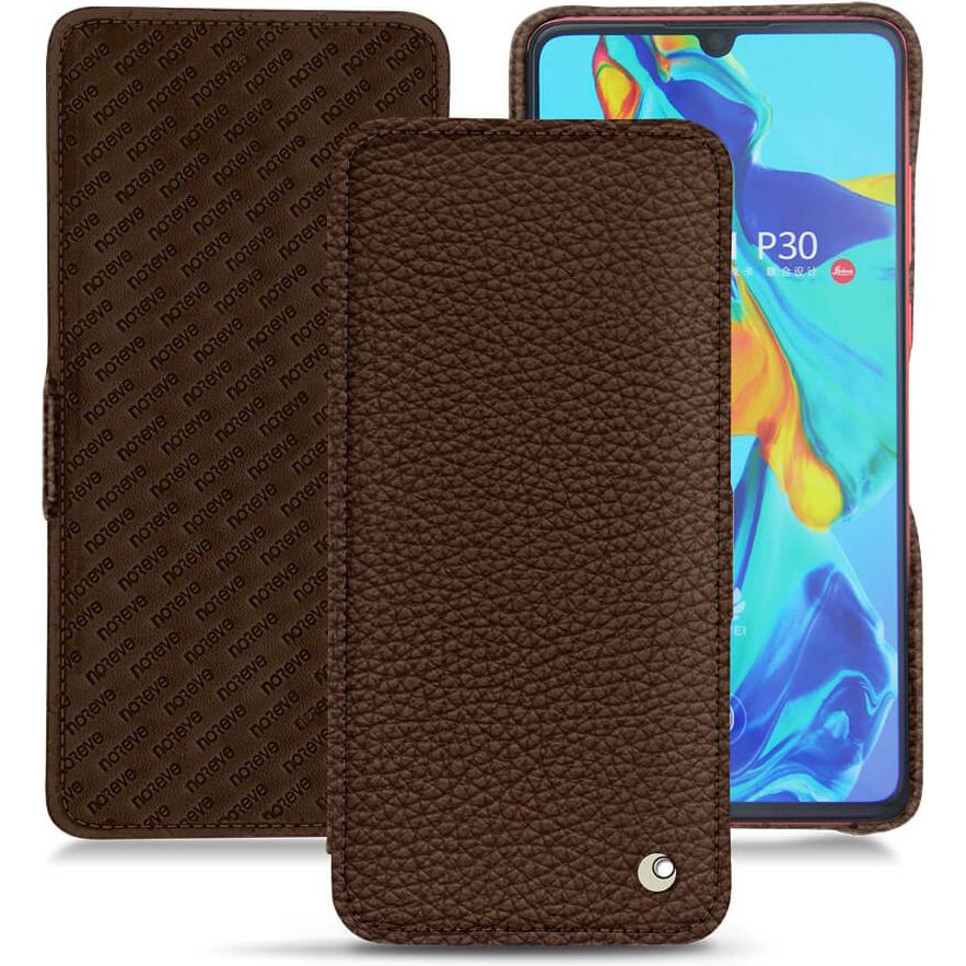 Thumbnail - Noreve Lederschutzhülle horizontal (Huawei P30), Smartphone Hülle, Braun