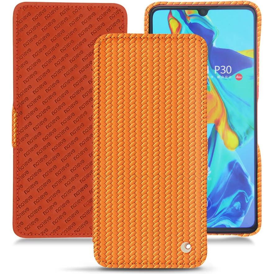 Noreve Lederschutzhülle horizontal (Huawei P30), Smartphone Hülle, Orange