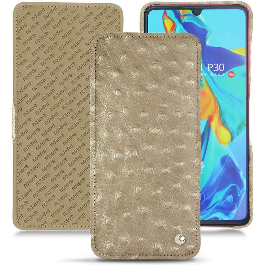 Noreve Lederschutzhülle horizontal (Huawei P30), Smartphone Hülle, Beige