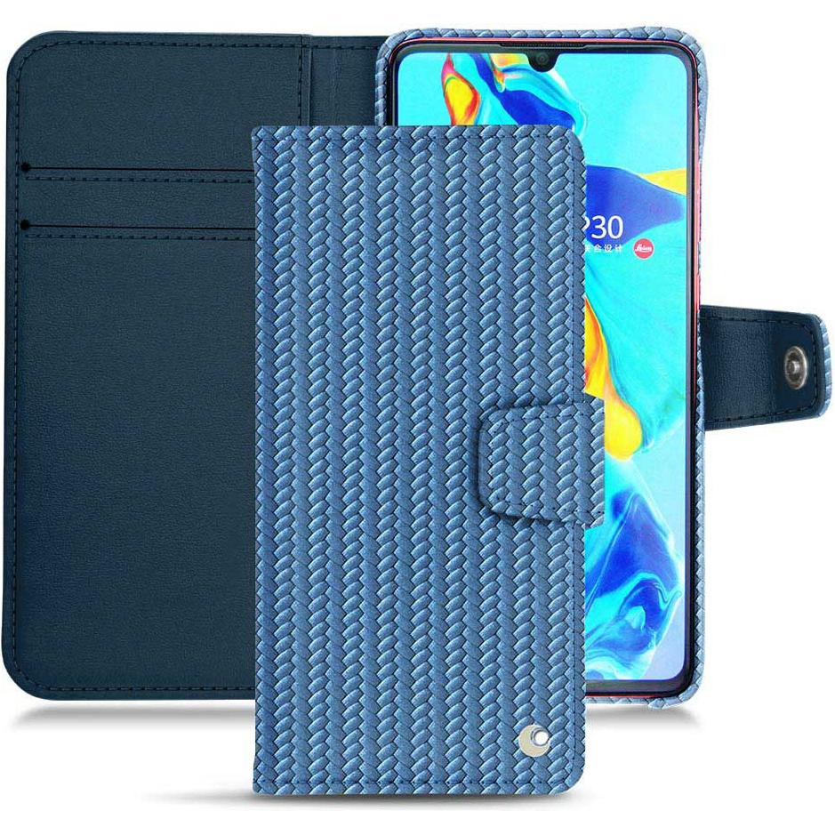 Noreve Lederschutzhülle Wallet (Huawei P30), Smartphone Hülle, Blau