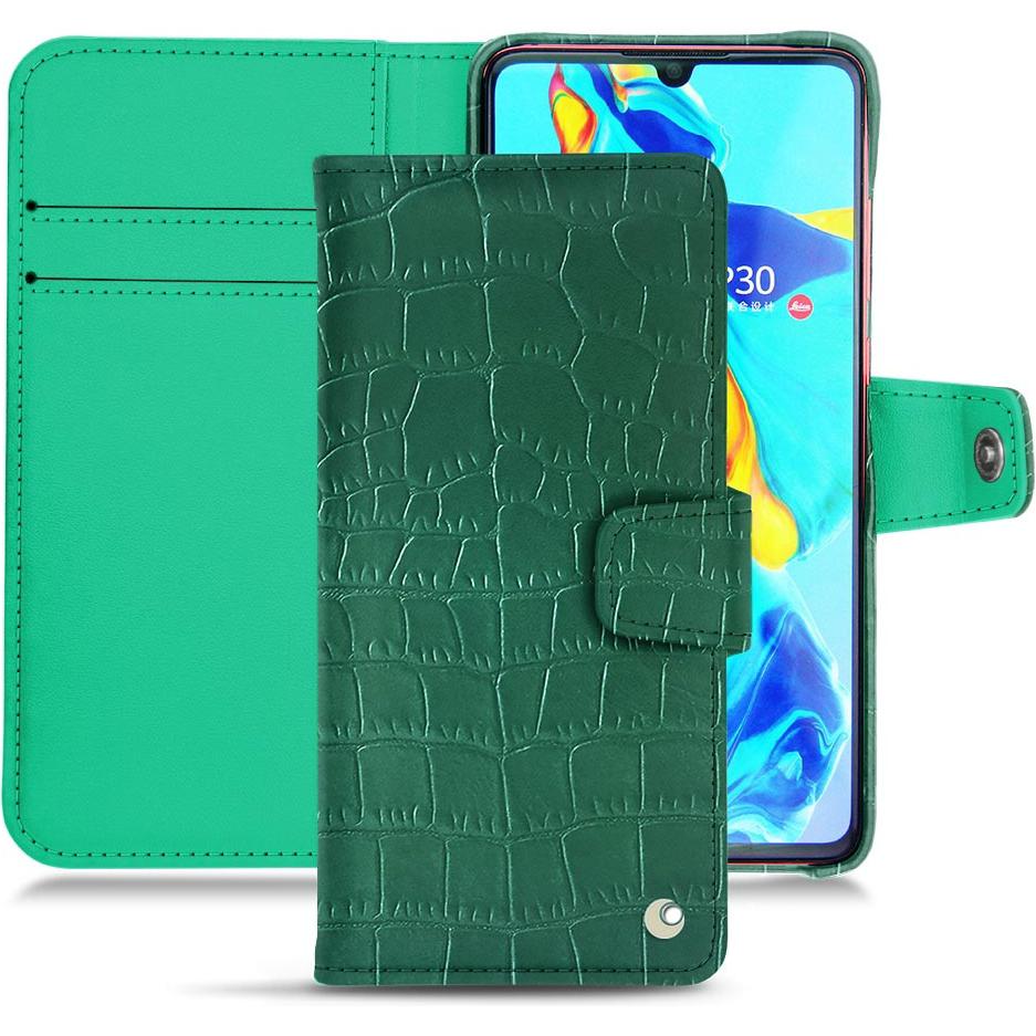 Noreve Lederschutzhülle Wallet (Huawei P30), Smartphone Hülle, Grün
