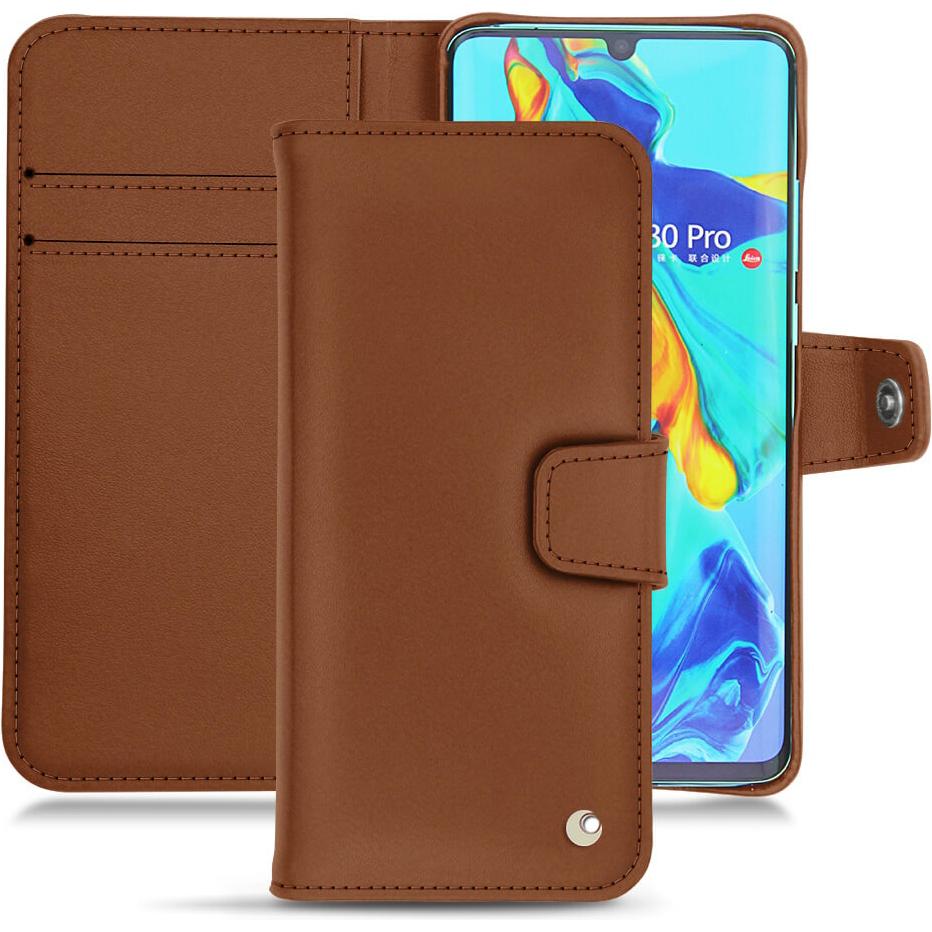 Noreve Lederschutzhülle Wallet (Huawei P30 Pro), Smartphone Hülle, Braun