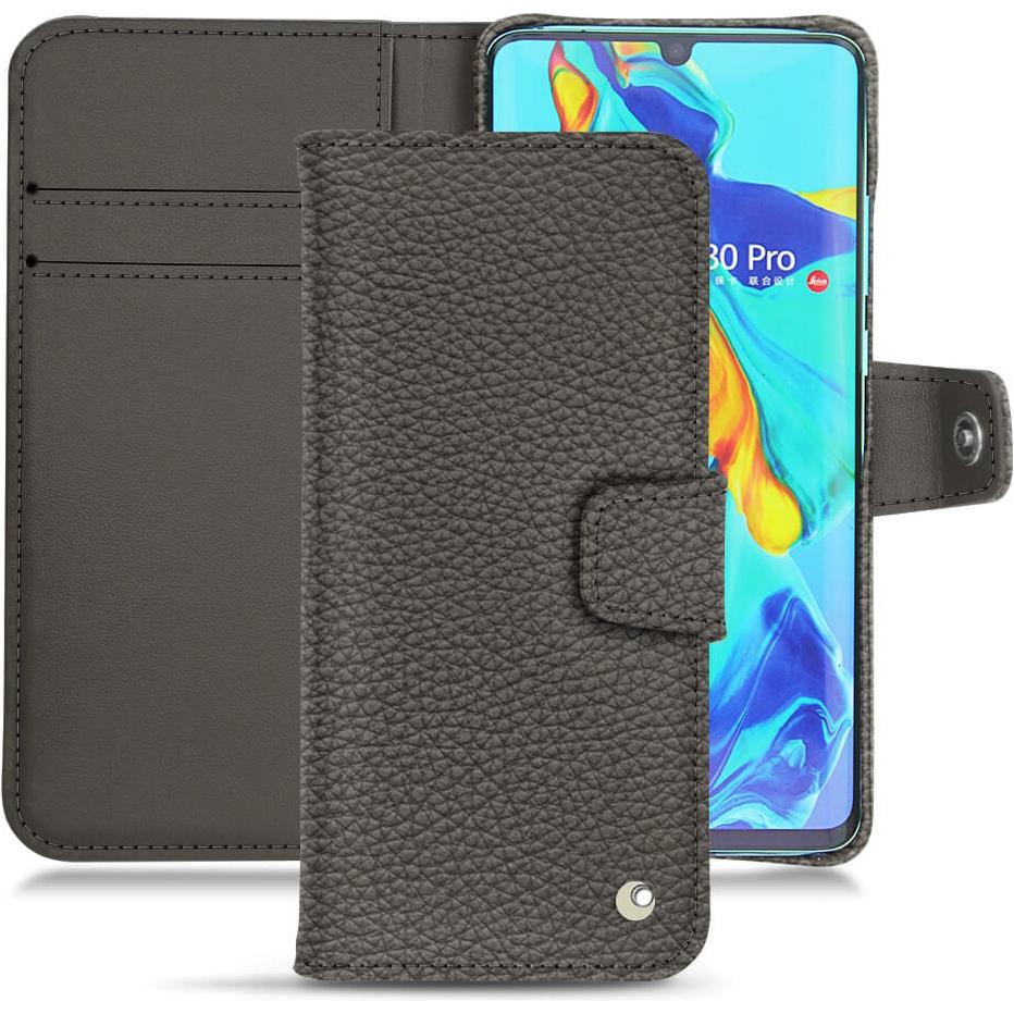 Noreve Lederschutzhülle Wallet (Huawei P30 Pro), Smartphone Hülle, Grau