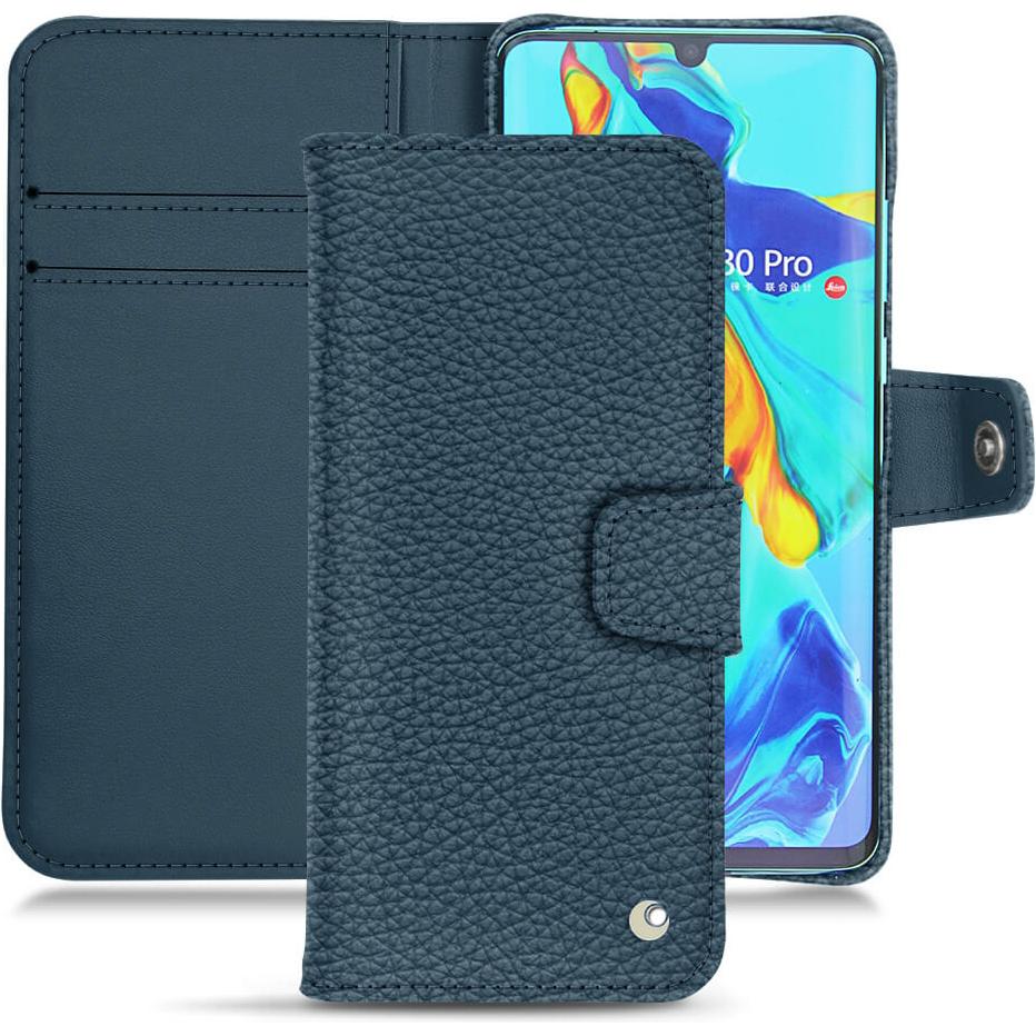 Noreve Lederschutzhülle Wallet (Huawei P30 Pro), Smartphone Hülle, Blau