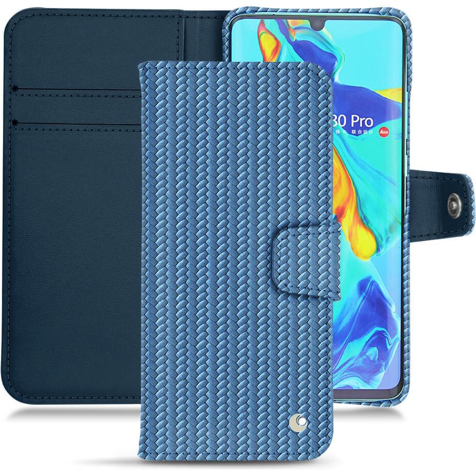 Noreve Lederschutzhülle Wallet (Huawei P30 Pro), Smartphone Hülle, Blau