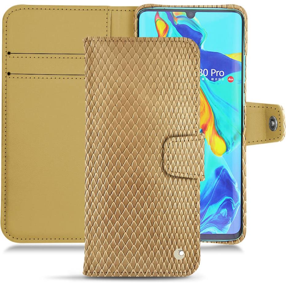 Noreve Lederschutzhülle Wallet (Huawei P30 Pro), Smartphone Hülle, Beige