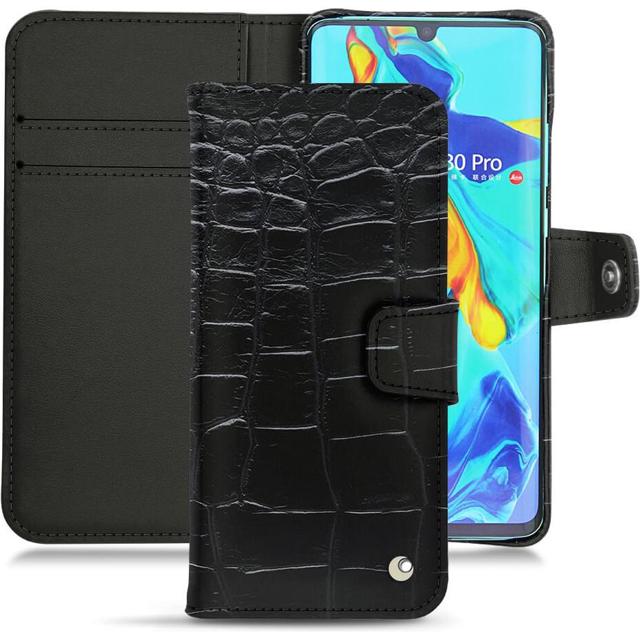 Noreve Lederschutzhülle Wallet (Huawei P30 Pro), Smartphone Hülle, Schwarz