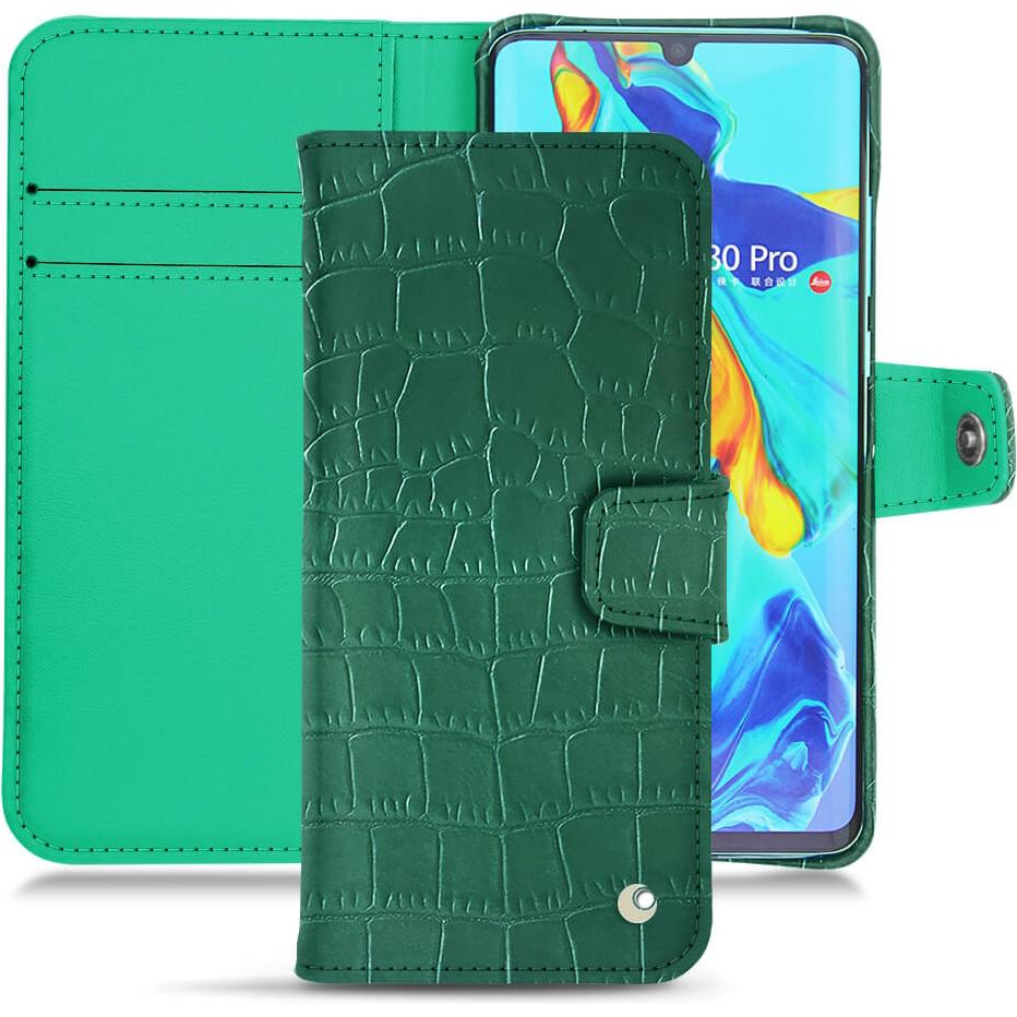 Noreve Lederschutzhülle Wallet (Huawei P30 Pro), Smartphone Hülle, Grün