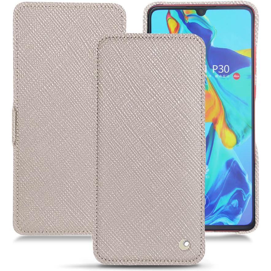 Noreve Lederschutzhülle horizontal (Huawei P30), Smartphone Hülle, Beige