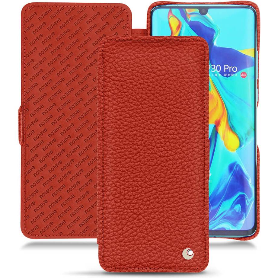 Noreve Lederschutzhülle horizontal (Huawei P30 Pro), Smartphone Hülle, Orange