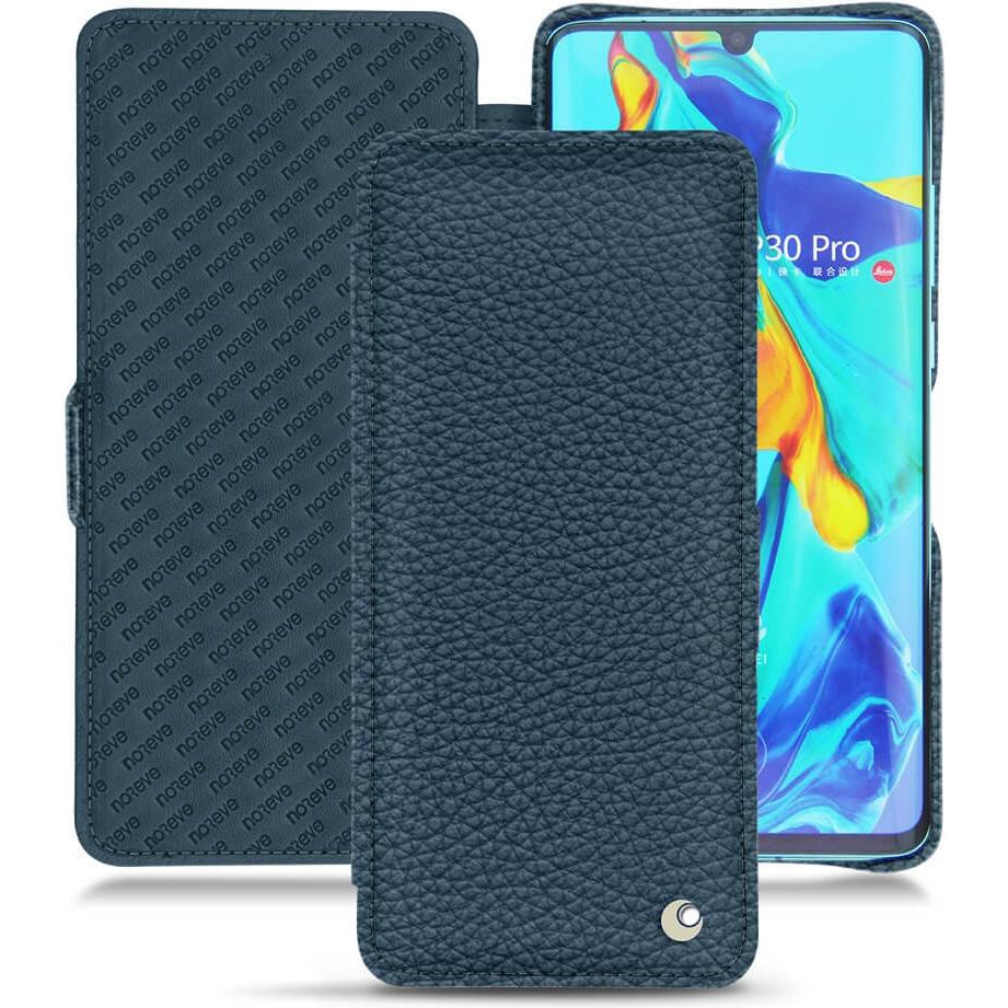Noreve Lederschutzhülle horizontal (Huawei P30 Pro), Smartphone Hülle, Blau