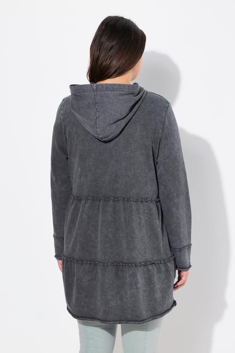 Produktbild Ulla Popken Long-Hoodiejacke, Vintage-Look, A-Linie, Kapuze (46, 48)
