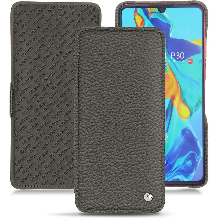 Noreve Lederschutzhülle horizontal (Huawei P30), Smartphone Hülle, Grau
