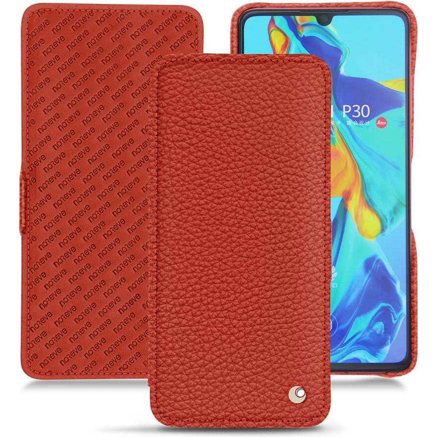 Noreve Lederschutzhülle horizontal (Huawei P30), Smartphone Hülle, Orange