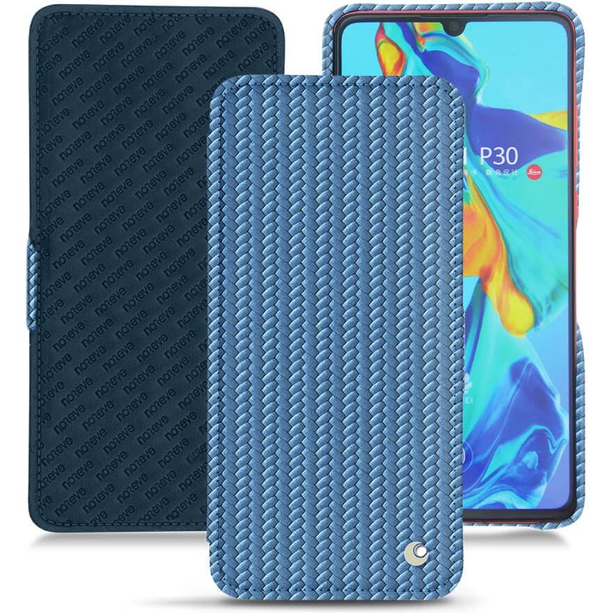 Thumbnail - Noreve Lederschutzhülle horizontal (Huawei P30), Smartphone Hülle, Blau