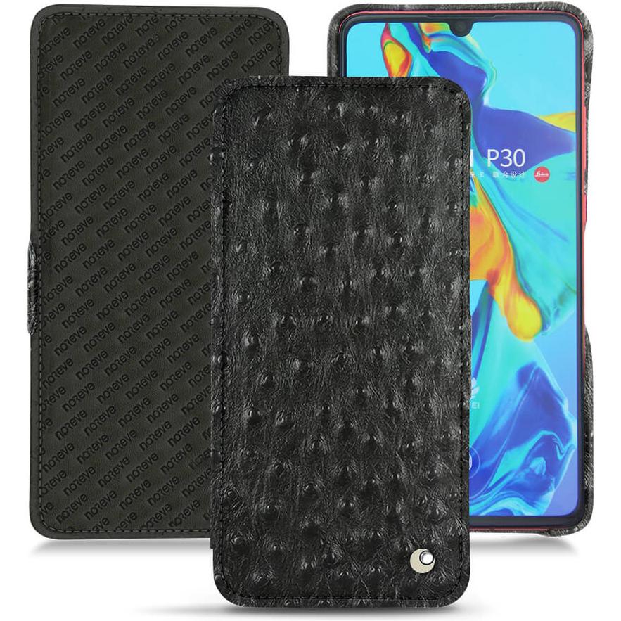 Noreve Lederschutzhülle horizontal (Huawei P30), Smartphone Hülle, Schwarz