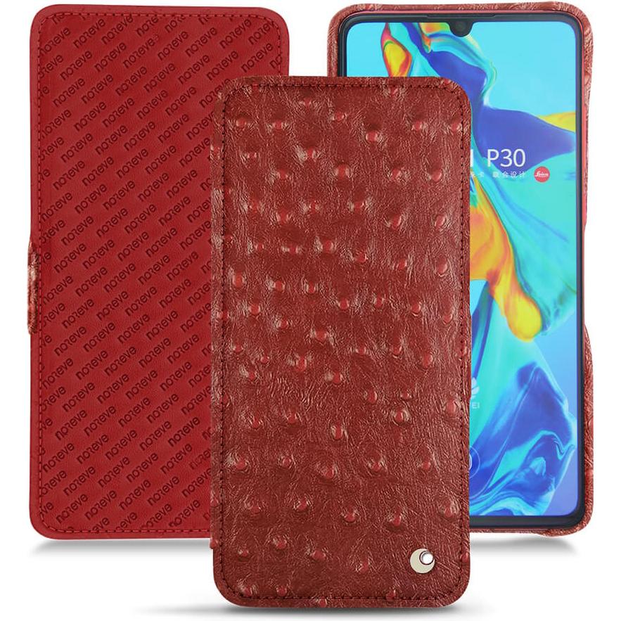 Noreve Lederschutzhülle horizontal (Huawei P30), Smartphone Hülle, Rot