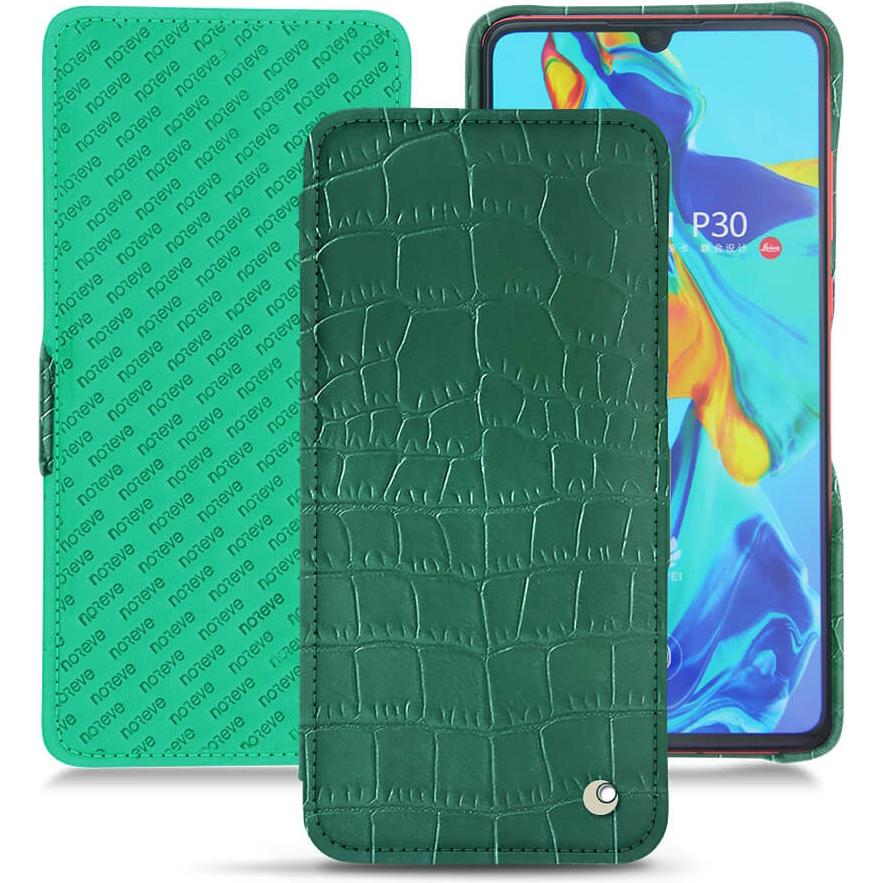 Noreve Lederschutzhülle horizontal (Huawei P30), Smartphone Hülle, Grün