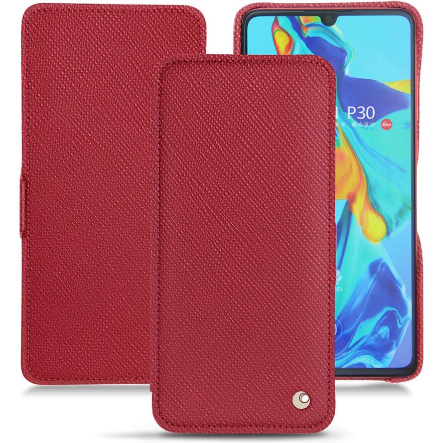 Noreve Lederschutzhülle horizontal (Huawei P30), Smartphone Hülle, Rot
