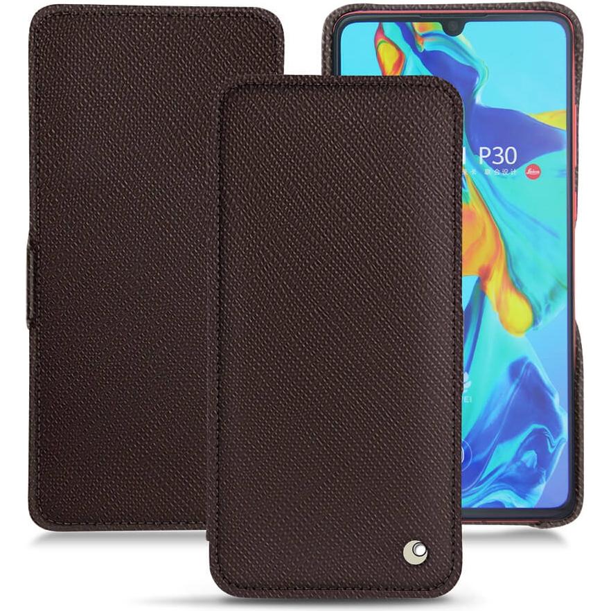 Noreve Lederschutzhülle horizontal (Huawei P30), Smartphone Hülle, Braun