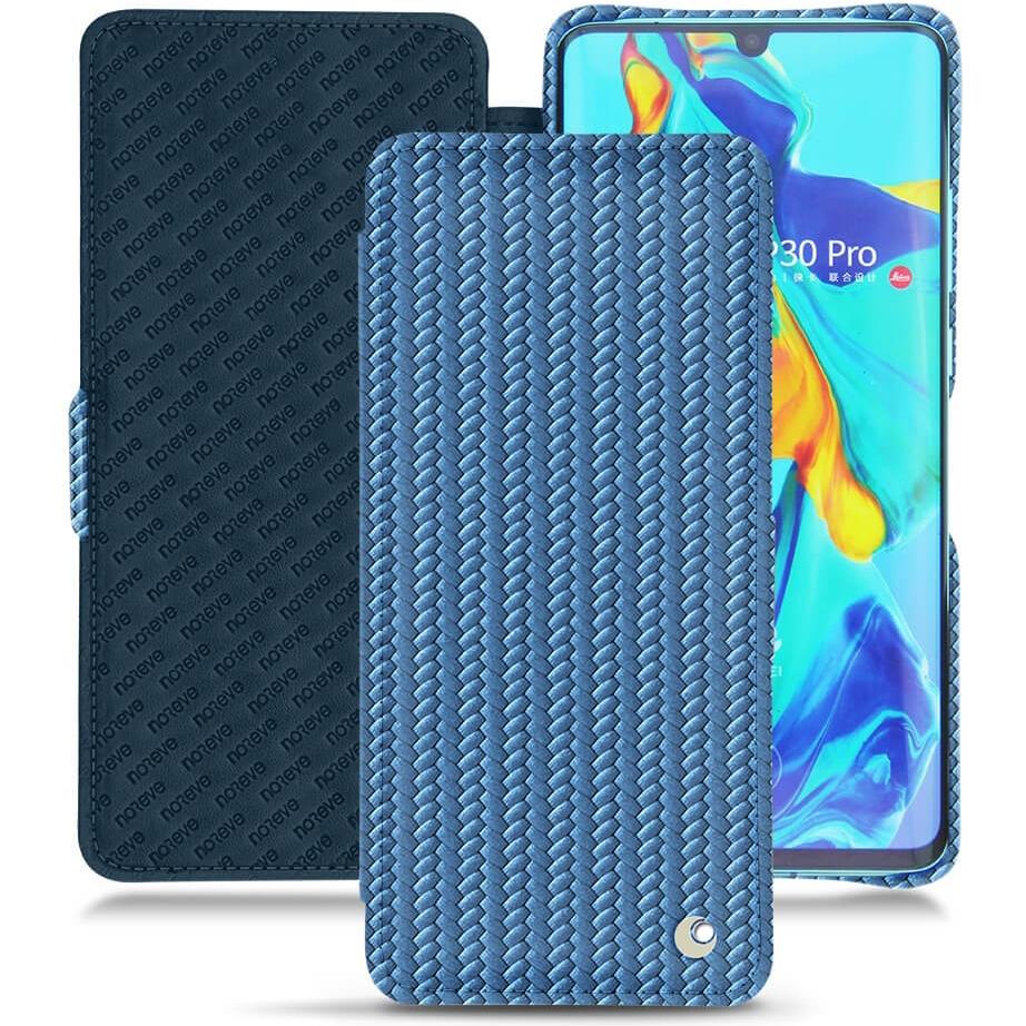 Noreve Lederschutzhülle horizontal (Huawei P30 Pro), Smartphone Hülle, Blau