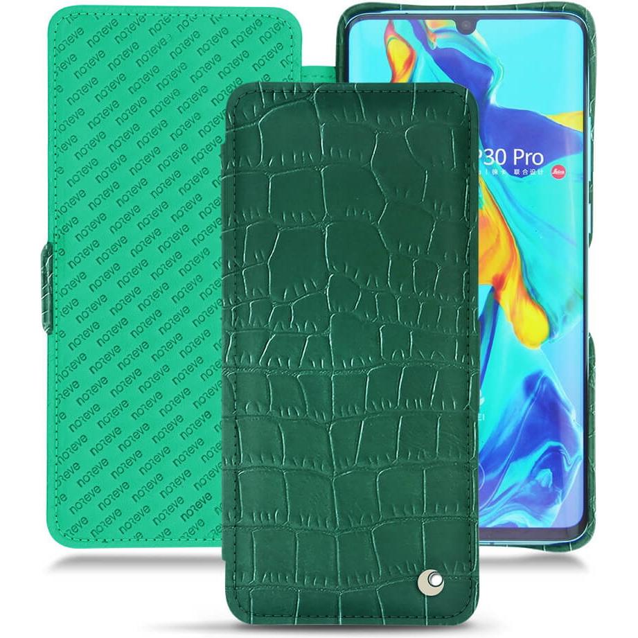 Thumbnail - Noreve Lederschutzhülle horizontal (Huawei P30 Pro), Smartphone Hülle, Grün