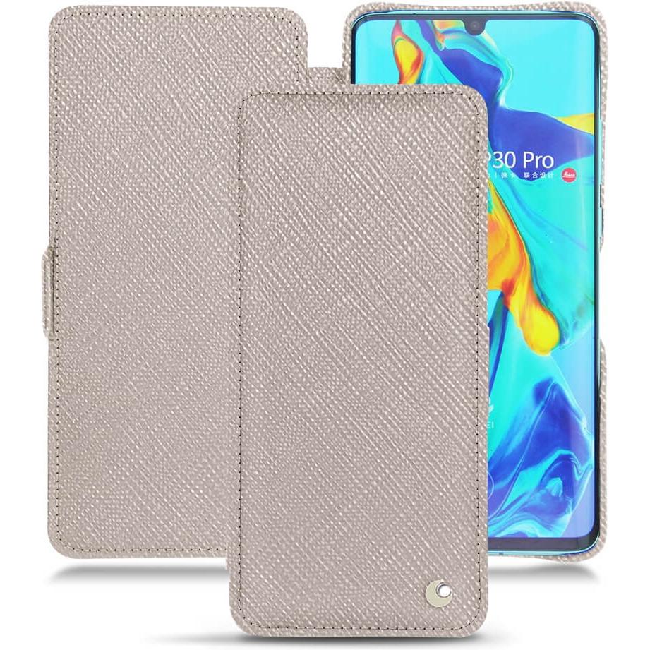Noreve Lederschutzhülle horizontal (Huawei P30 Pro), Smartphone Hülle, Beige