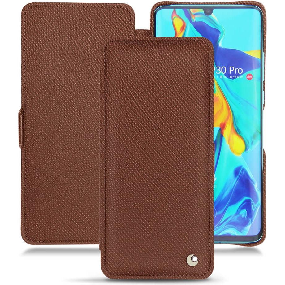 Noreve Lederschutzhülle horizontal (Huawei P30 Pro), Smartphone Hülle, Braun