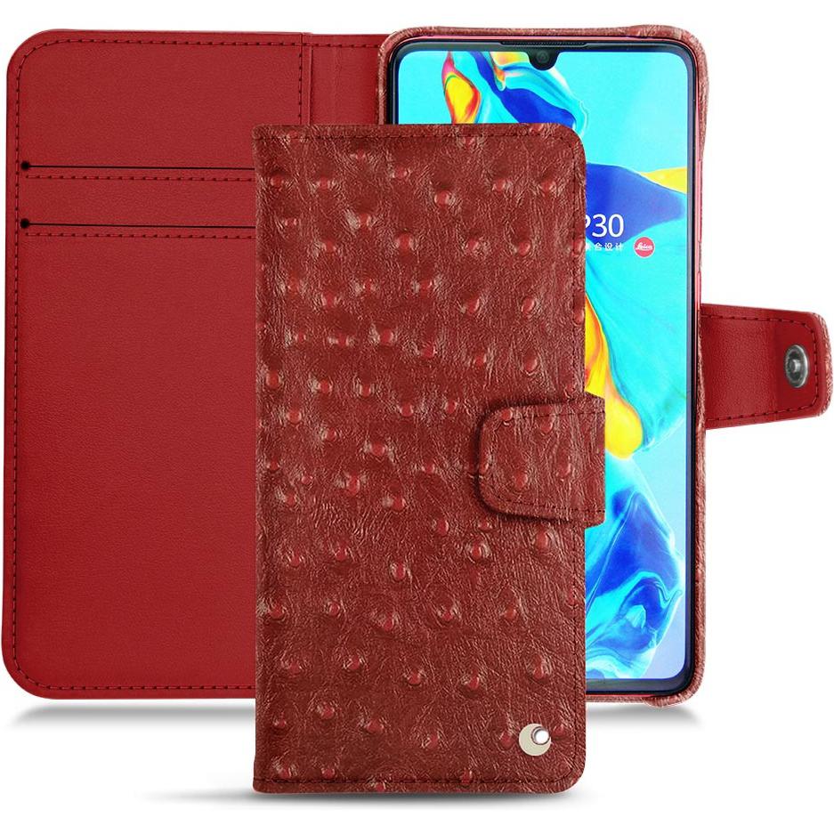 Noreve Lederschutzhülle Wallet (Huawei P30), Smartphone Hülle, Rot