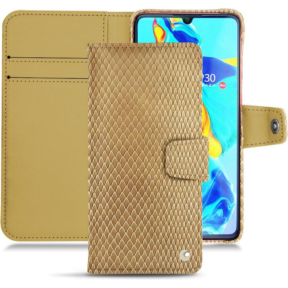 Noreve Lederschutzhülle Wallet (Huawei P30), Smartphone Hülle, Beige