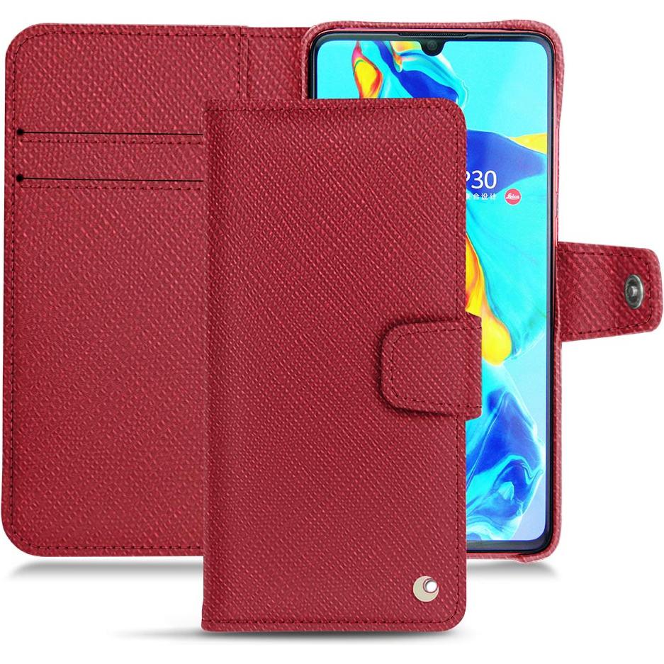 Noreve Lederschutzhülle Wallet (Huawei P30), Smartphone Hülle, Rot