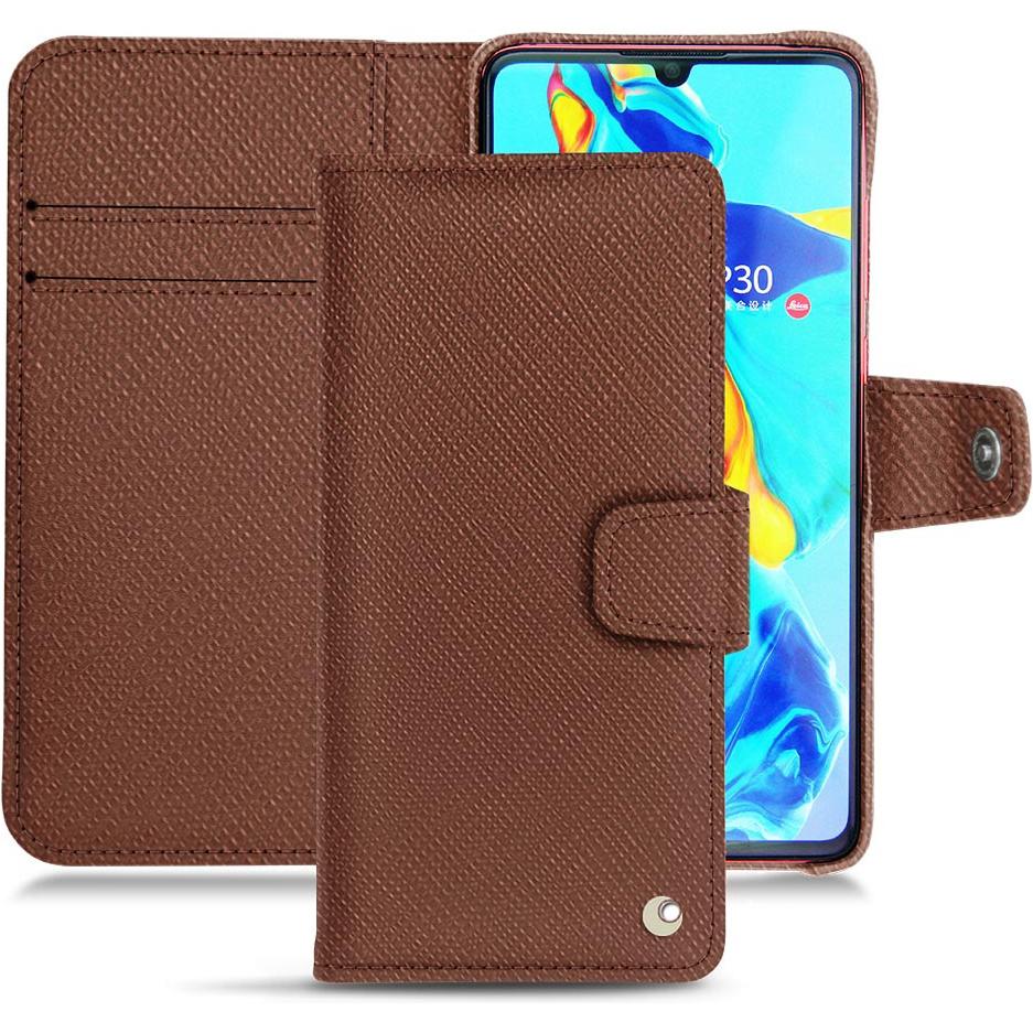 Noreve Lederschutzhülle Wallet (Huawei P30), Smartphone Hülle, Braun