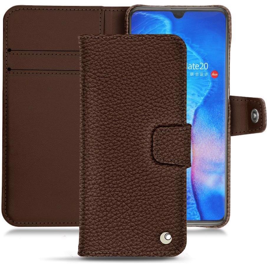 Noreve Lederschutzhülle Wallet (Huawei Mate 20), Smartphone Hülle, Braun