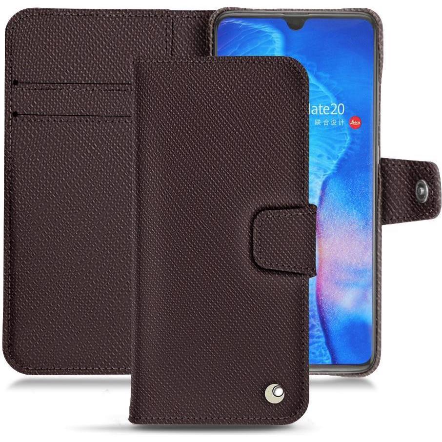 Noreve Lederschutzhülle Wallet (Huawei Mate 20), Smartphone Hülle, Braun