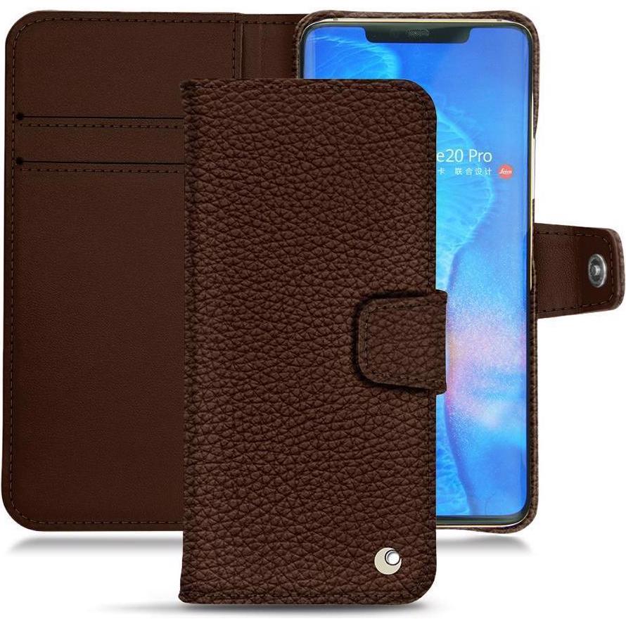 Noreve Lederschutzhülle Wallet (Huawei Mate 20 Pro), Smartphone Hülle, Braun