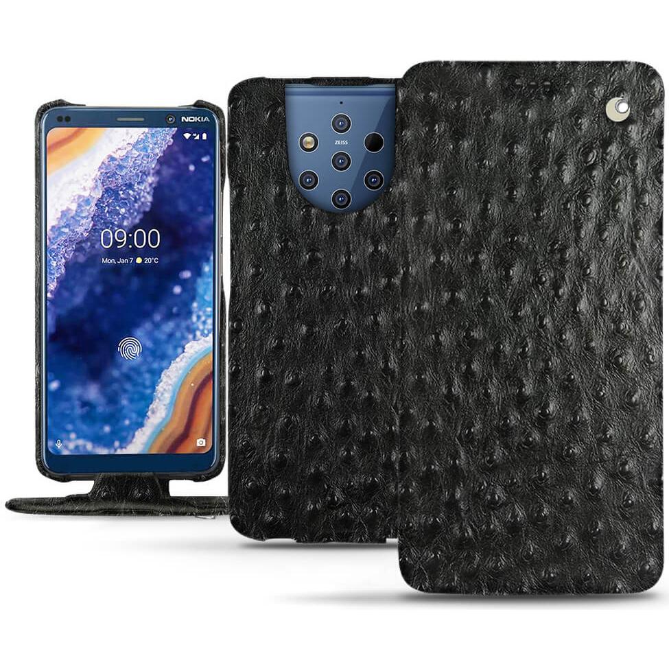 Noreve Lederschutzhülle vertikal (Nokia 9 PureView), Smartphone Hülle, Schwarz
