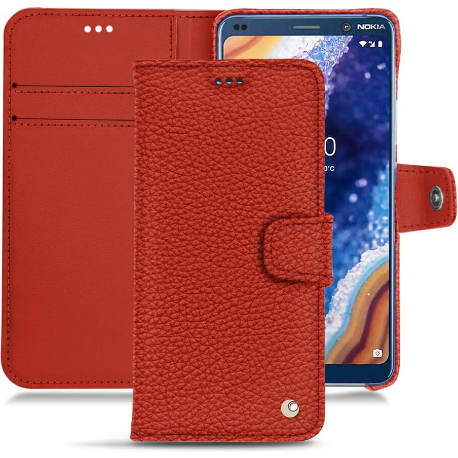 Noreve Lederschutzhülle Wallet (Nokia 9 PureView), Smartphone Hülle, Orange