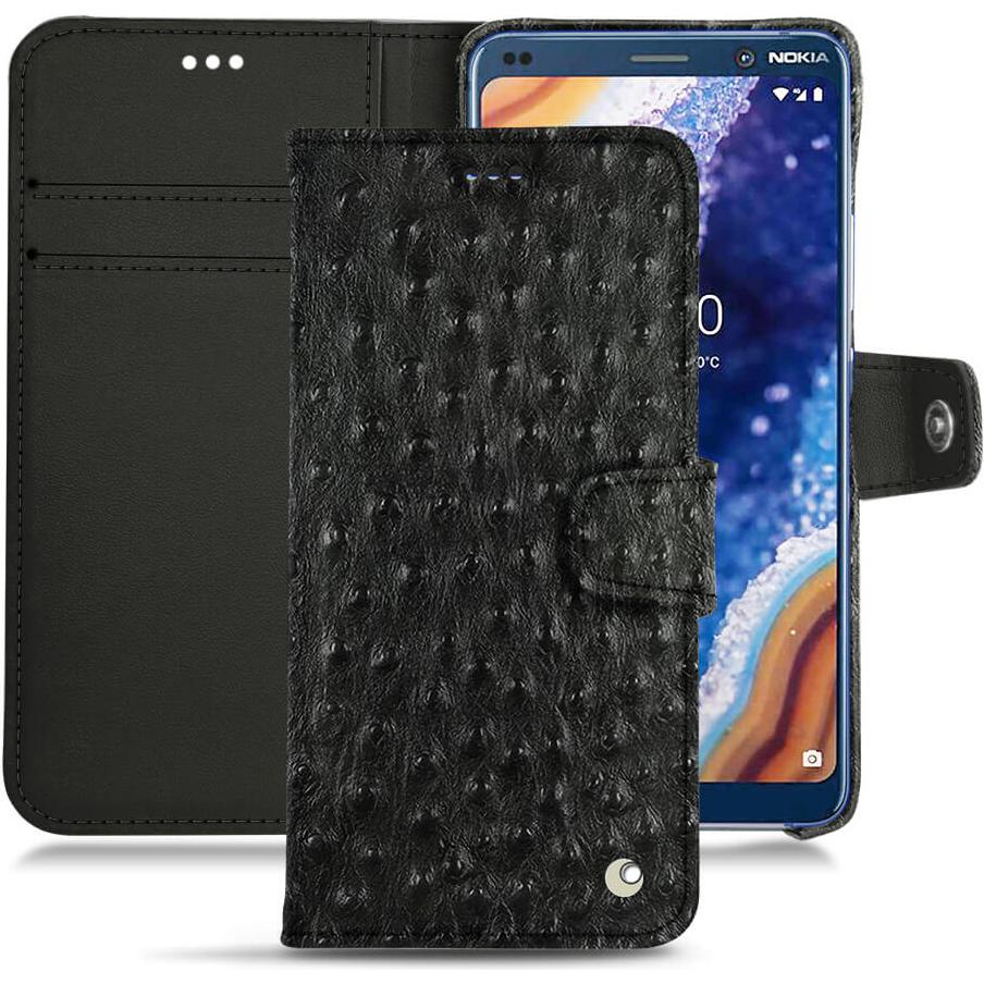 Noreve Lederschutzhülle Wallet (Nokia 9 PureView), Smartphone Hülle, Schwarz