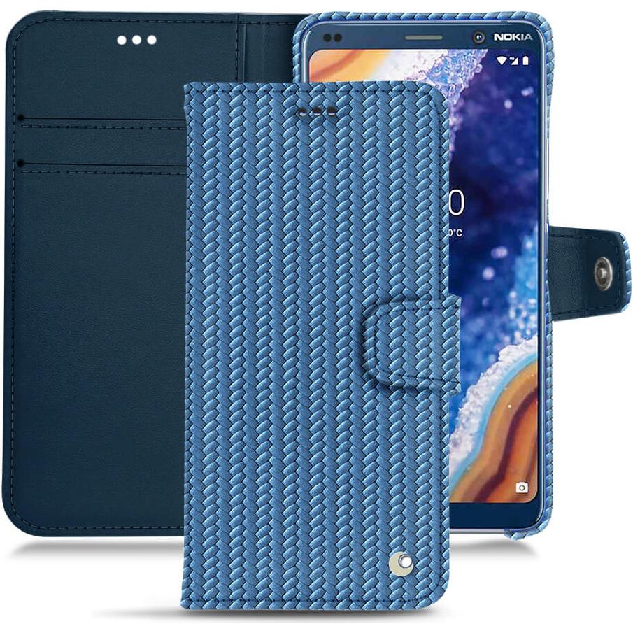 Noreve Lederschutzhülle Wallet (Nokia 9 PureView), Smartphone Hülle, Blau