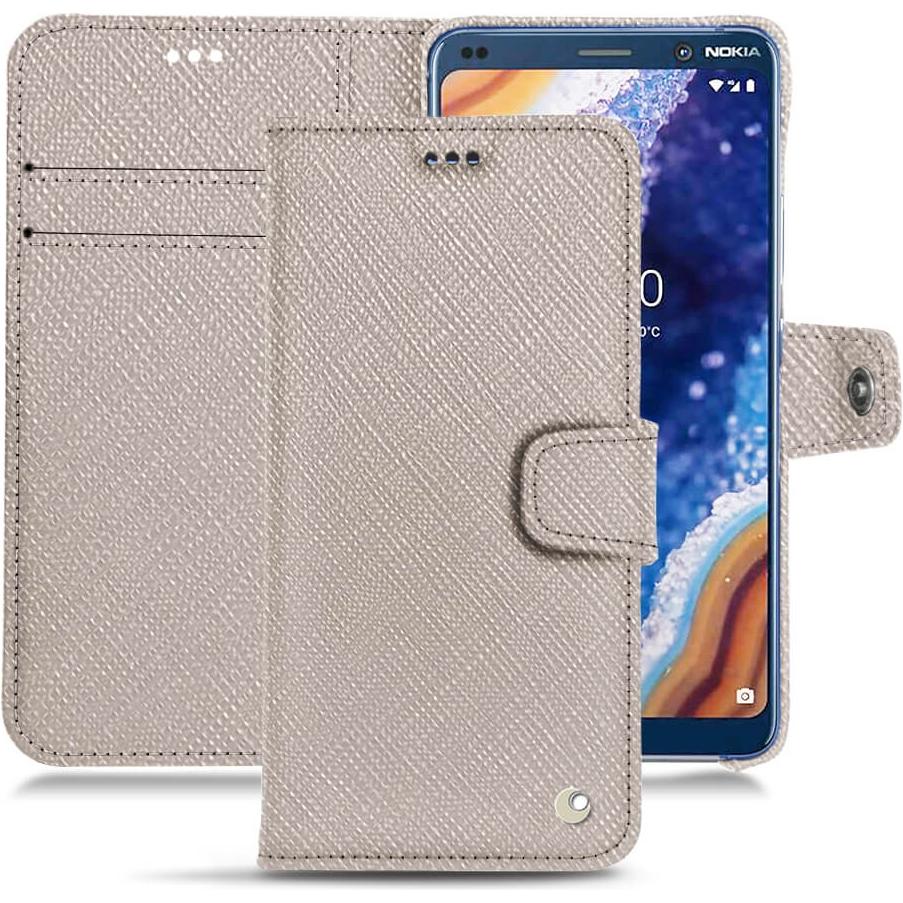Noreve Lederschutzhülle Wallet (Nokia 9 PureView), Smartphone Hülle, Beige