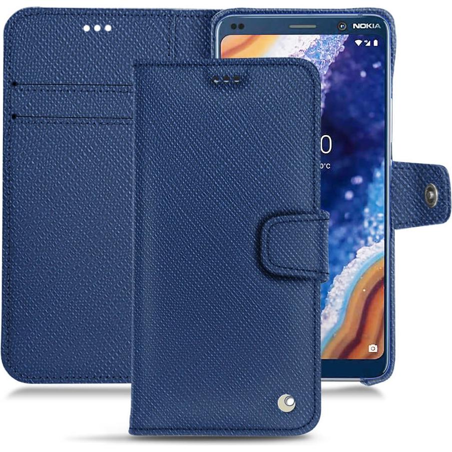 Noreve Lederschutzhülle Wallet (Nokia 9 PureView), Smartphone Hülle, Blau